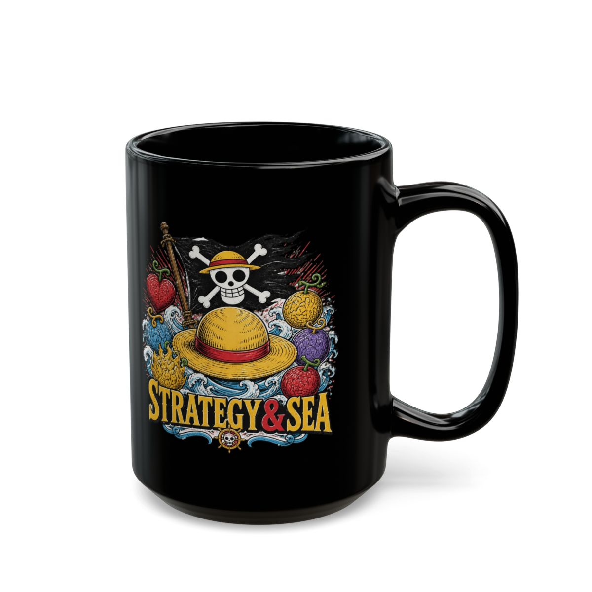 One Piece "STRATEGY & SEA" Black Mug - alternate angle 5, merchandise