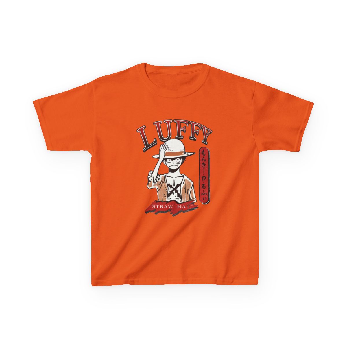 One Piece - Monkey D. Luffy Straw Hat Youth T-shirt - alternate angle 2, merchandise