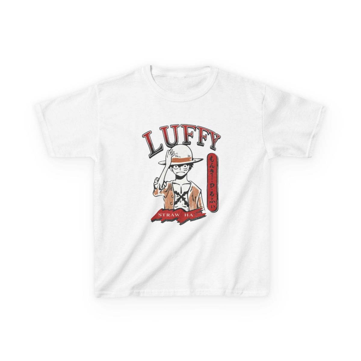 One Piece - Monkey D. Luffy Straw Hat Youth T-shirt - alternate angle 4, merchandise
