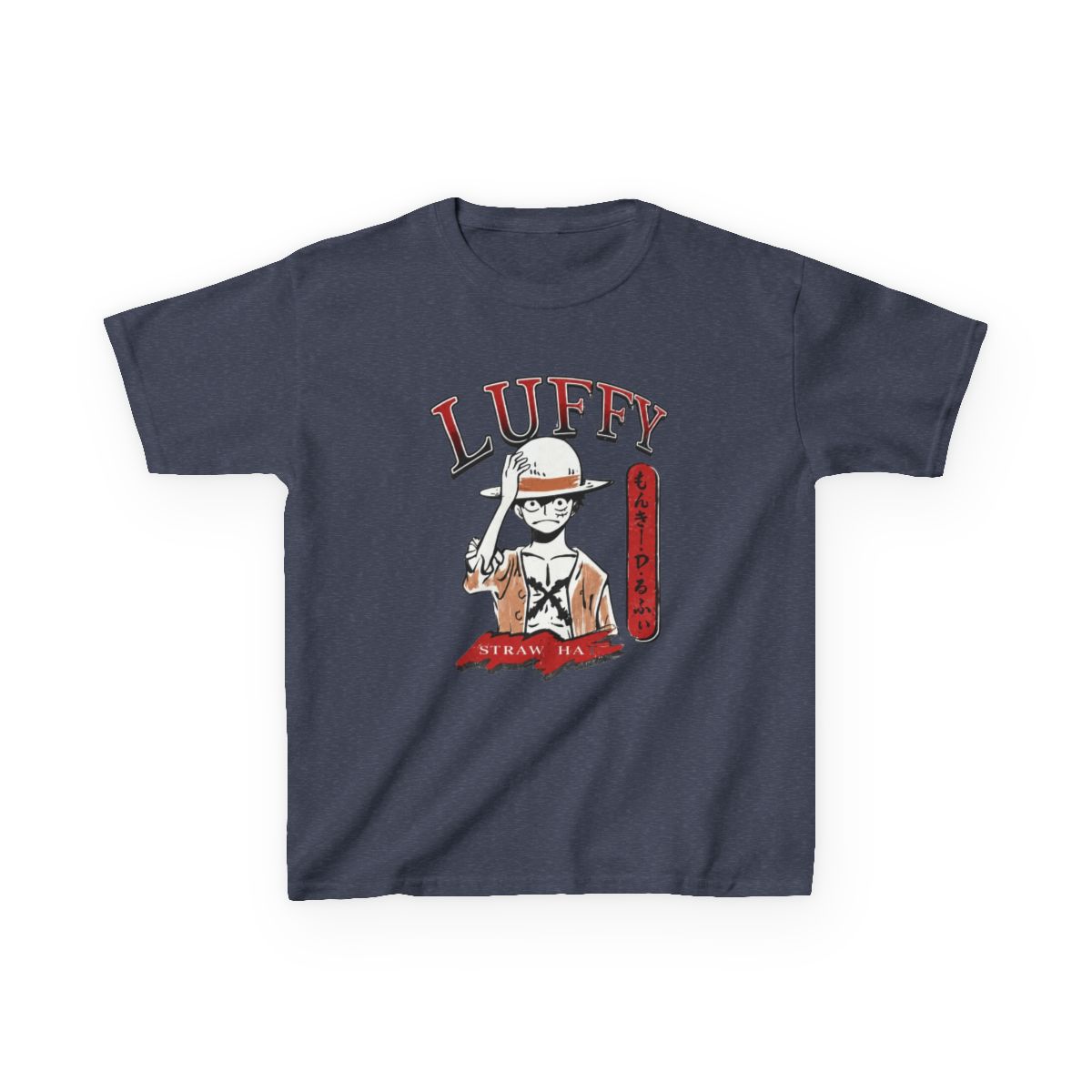 One Piece - Monkey D. Luffy Straw Hat Youth T-shirt - alternate angle 3, merchandise