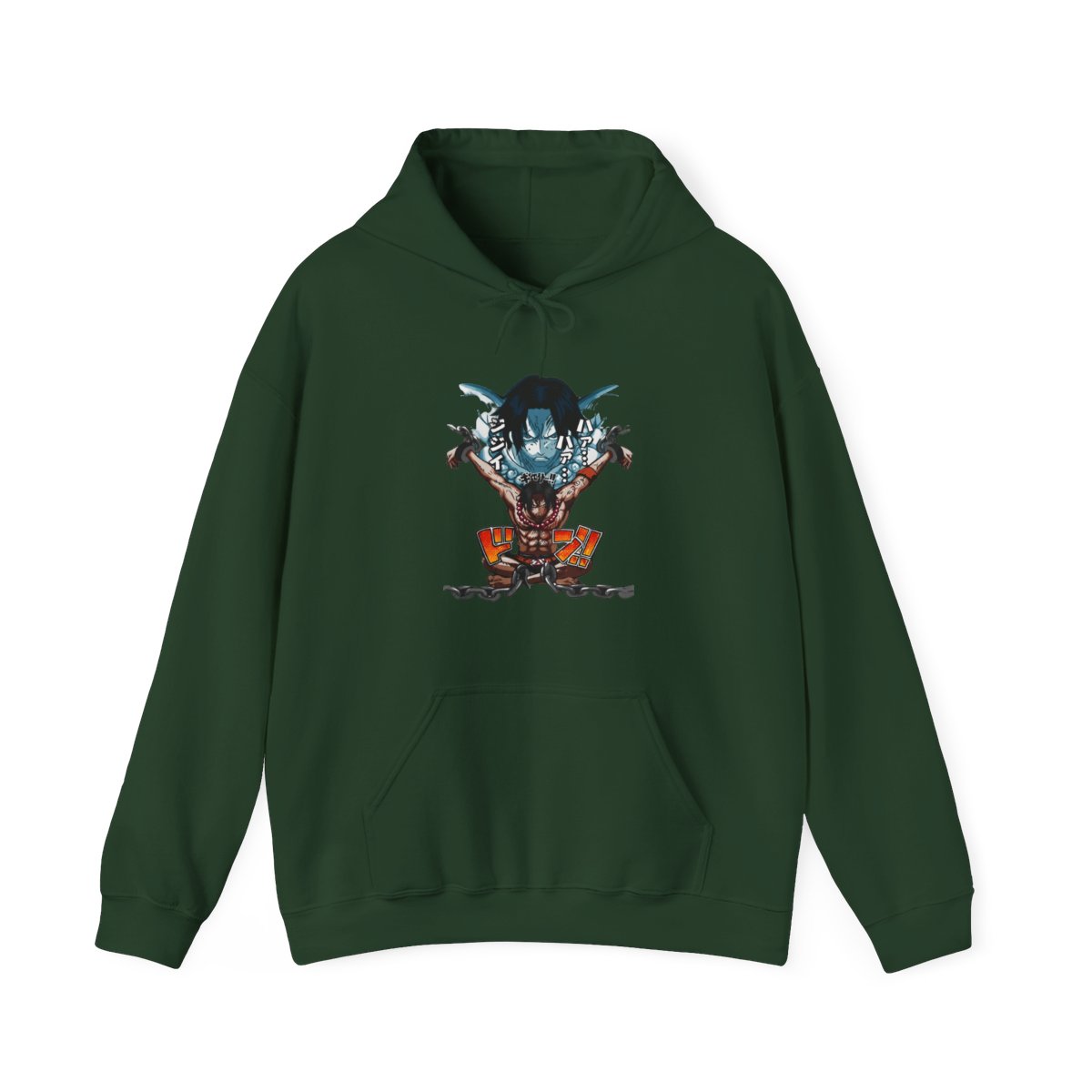 Portgas Ace Chains Hoodie One Piece Prison Cell Flames - alternate angle 2, merchandise