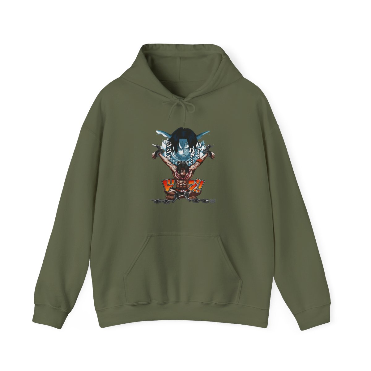 Portgas Ace Chains Hoodie One Piece Prison Cell Flames - alternate angle 4, merchandise