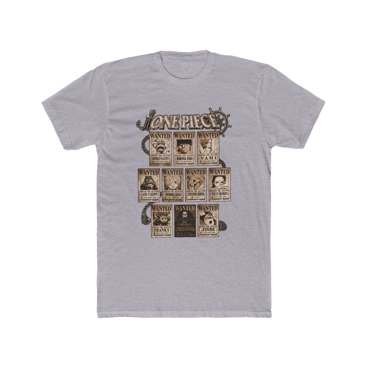 One Piece Wanted Posters Grid Dark Wash T Shirt - alternate angle 2, merchandise