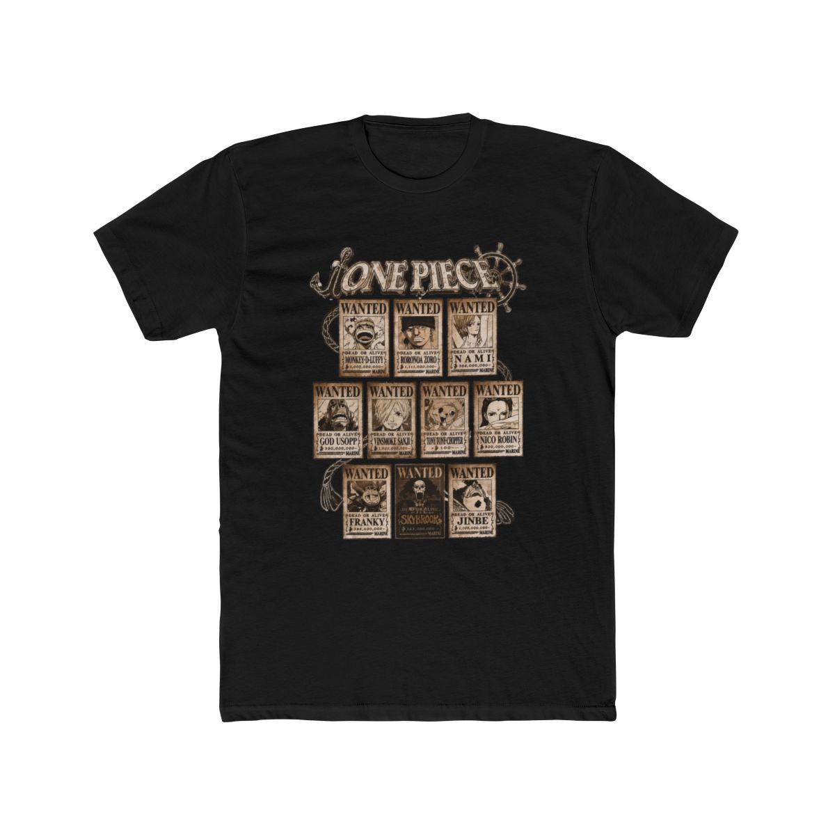 One Piece Wanted Posters Grid Dark Wash T Shirt